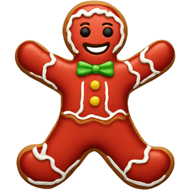 All red gingerbread man with yellow details emoji