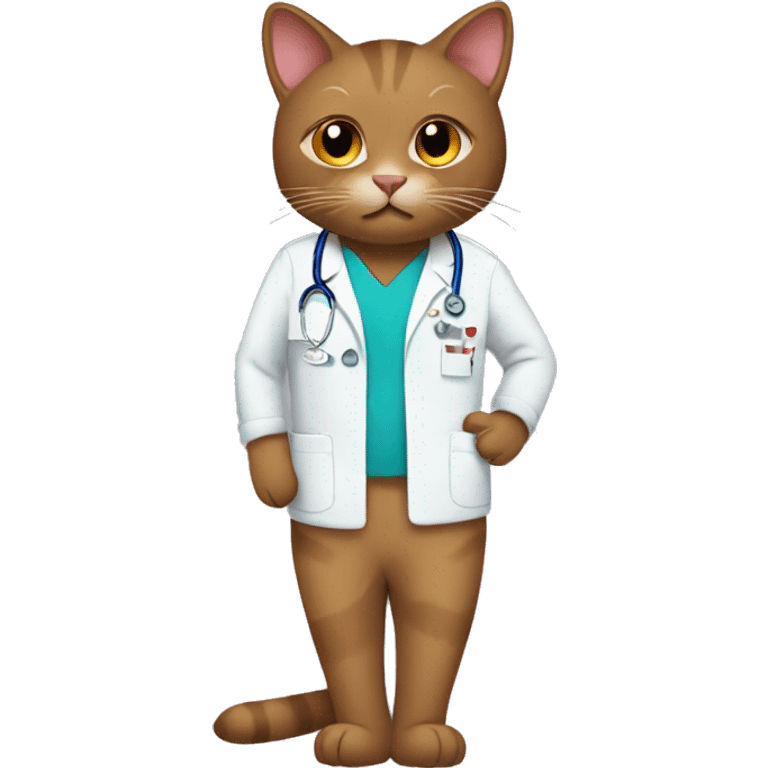 Brown cat in scrubs in love emoji