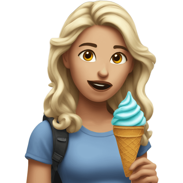 RosaLeigh eating ice cream in the mountains emoji