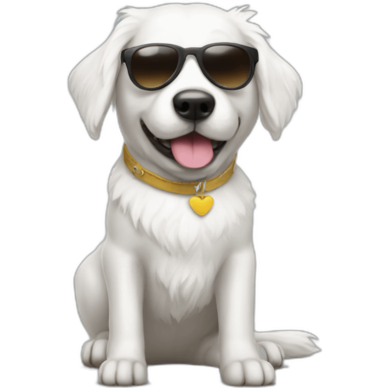 white dog with sunglasses and costume  emoji