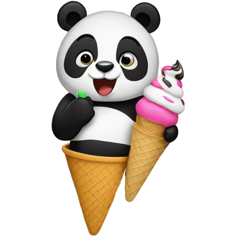 Panda eating ice cream emoji