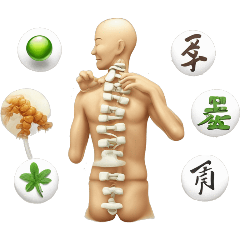 chiropractic and traditional chinese medicine - fusion concept emoji