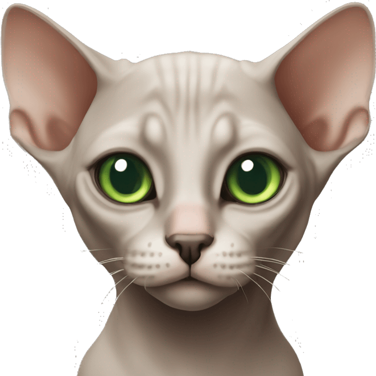 A sphinx cat with green eyes  emoji