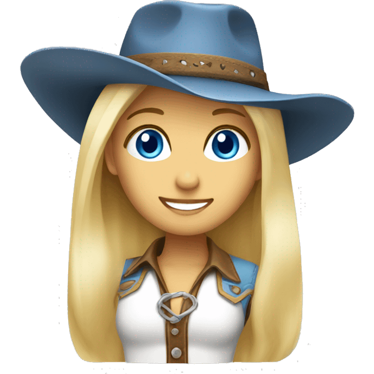 Blonde blue eyed wearing cowboy hat lady emoji