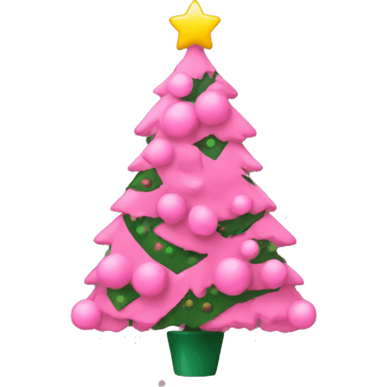 christmas tree with pink decorations emoji