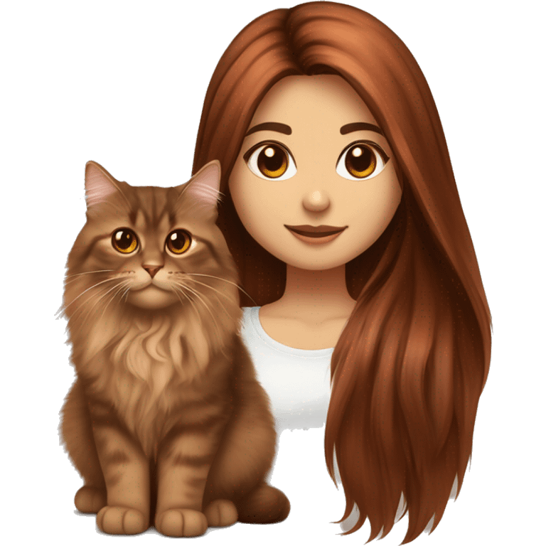 Copper red straight long haired dark brown eyed girl with tortie Siberian cat  emoji