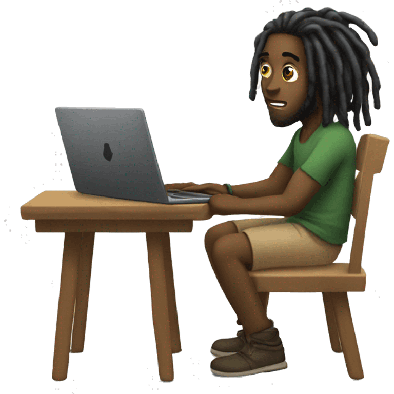 Black-guy-with-dreads-sitting-down-on-chair facing-foward-focused-on-laptop-computer- emoji