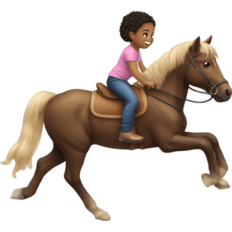 Little toddler girl ridding a horse light skin toddler girl  emoji