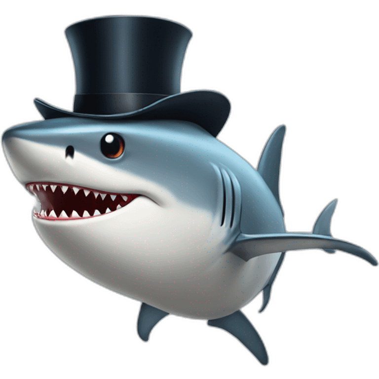 Shark with a top hat emoji