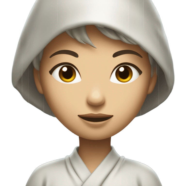 Female zen pose with rain coming down over head emoji