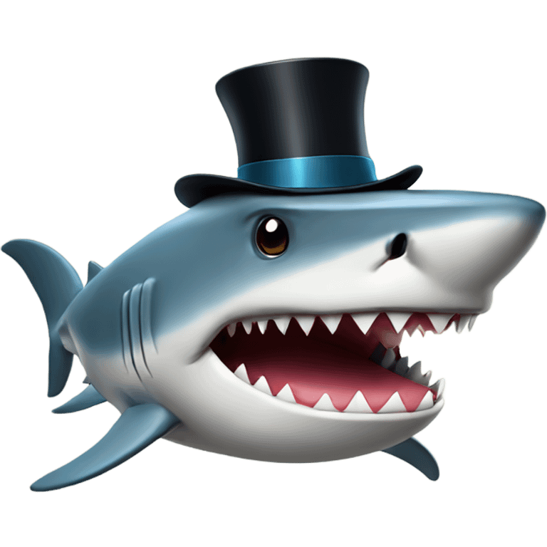 Shark with a top hat emoji