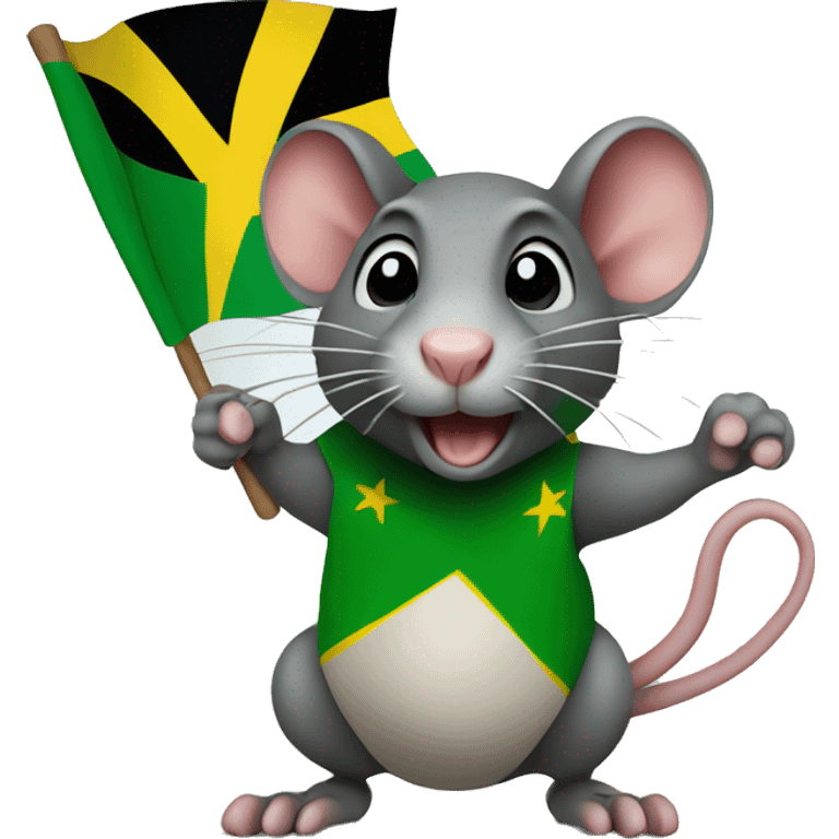 Rat waving jamaican flag emoji