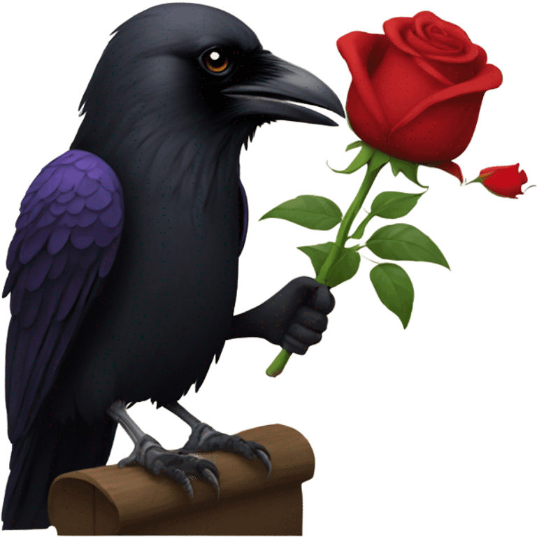 Raven holding a rose  emoji