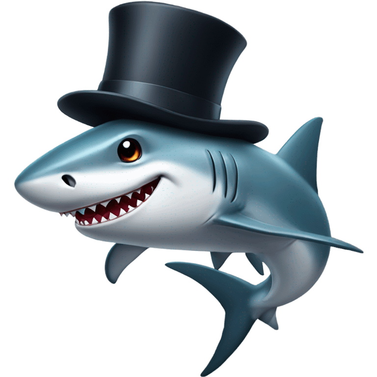 Shark with a top hat emoji