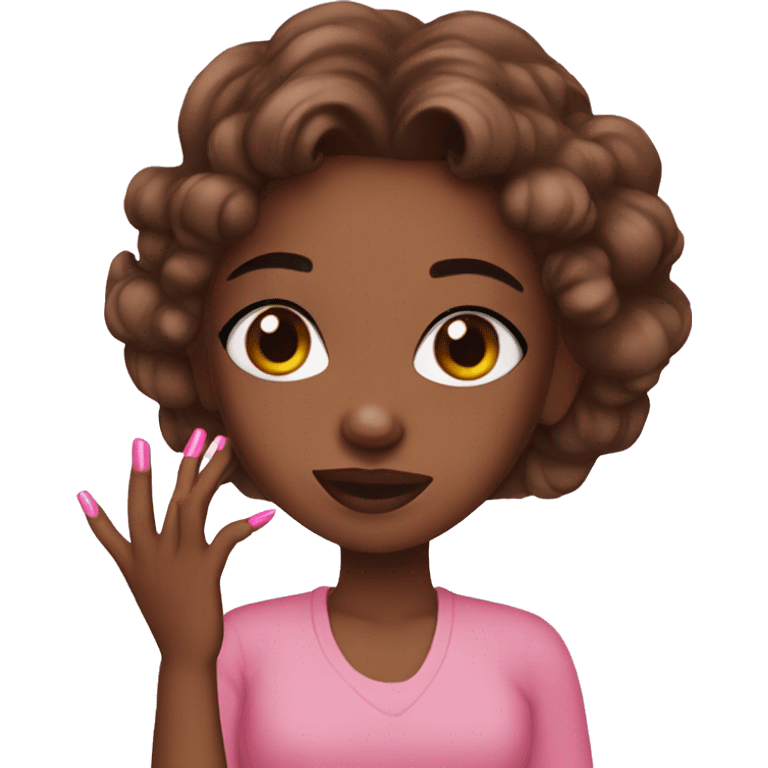 Pink nails brown girl emoji