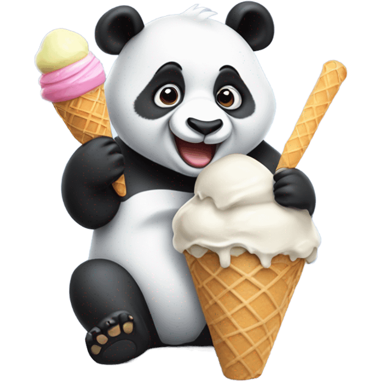 Panda eating ice cream emoji