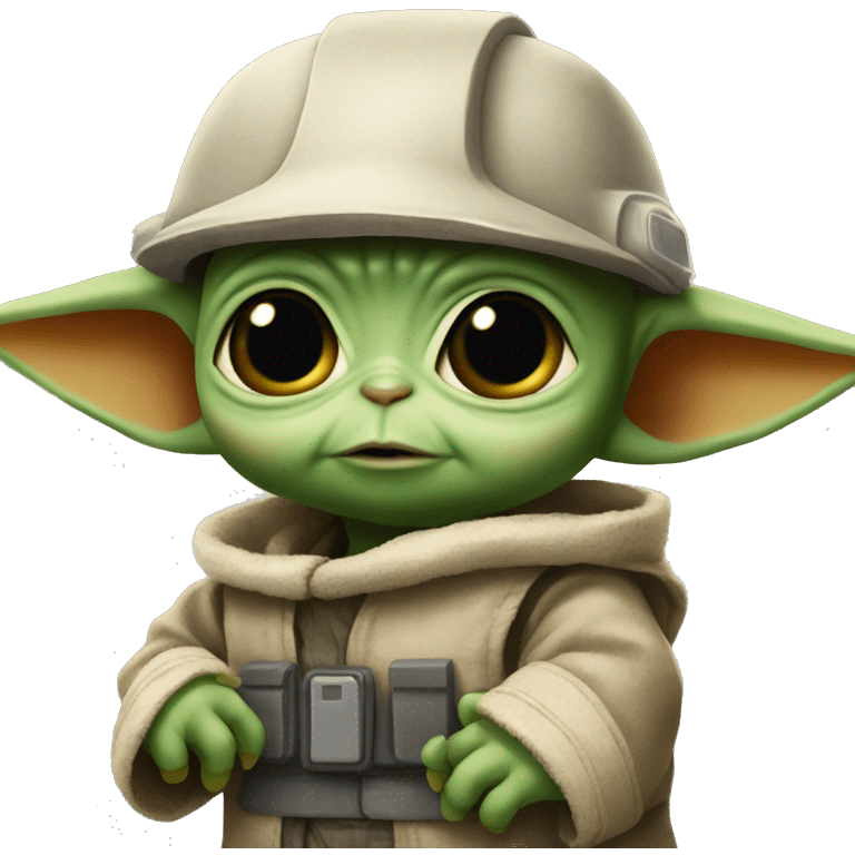 Baby Yoda  wore a yellow construction helmet emoji