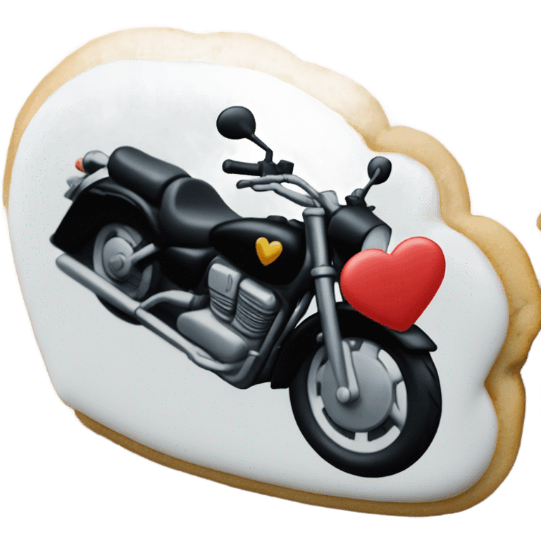 cookie heart with black motorbike  emoji