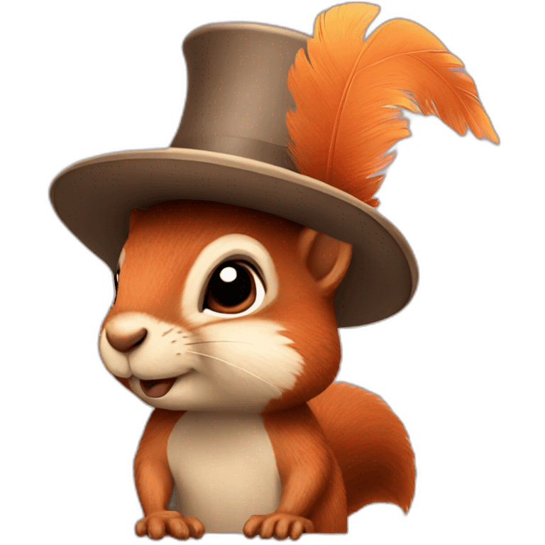 squirrel in a hat with a feather emoji