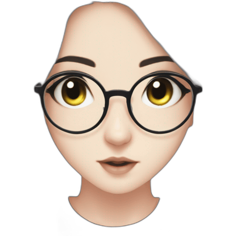 Anime+eyes-goth-girl-dark-hair-with-glasses-black-tshirt+perfectly-centered emoji