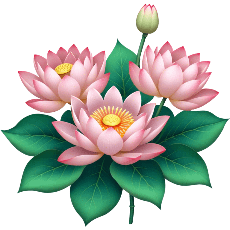 big bouquet Lotus, luxuriant, stem, leaf emoji