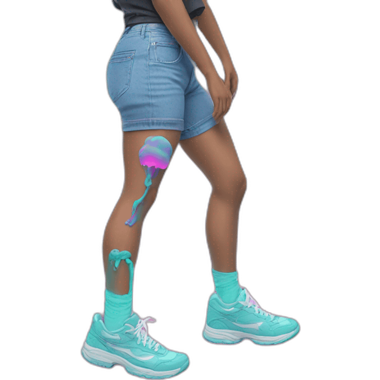 Vaporwave person with prosthetic leg  emoji