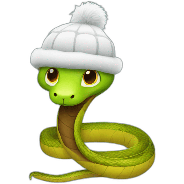 snake wearing a winter hat emoji