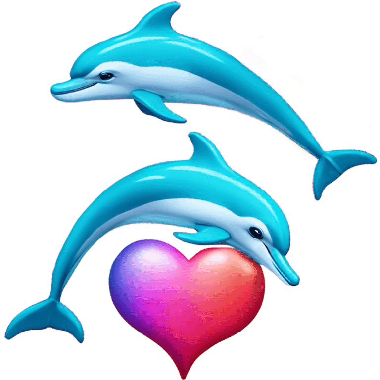 Lisa frank dolphins and a heart emoji