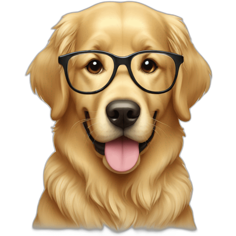 A beautifull golden retriever with glasses emoji