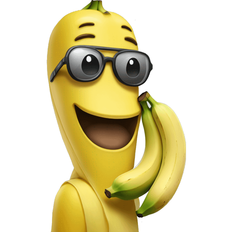 desenhe uma banana com a casca aberta com rosto humano de óculos e barba emoji