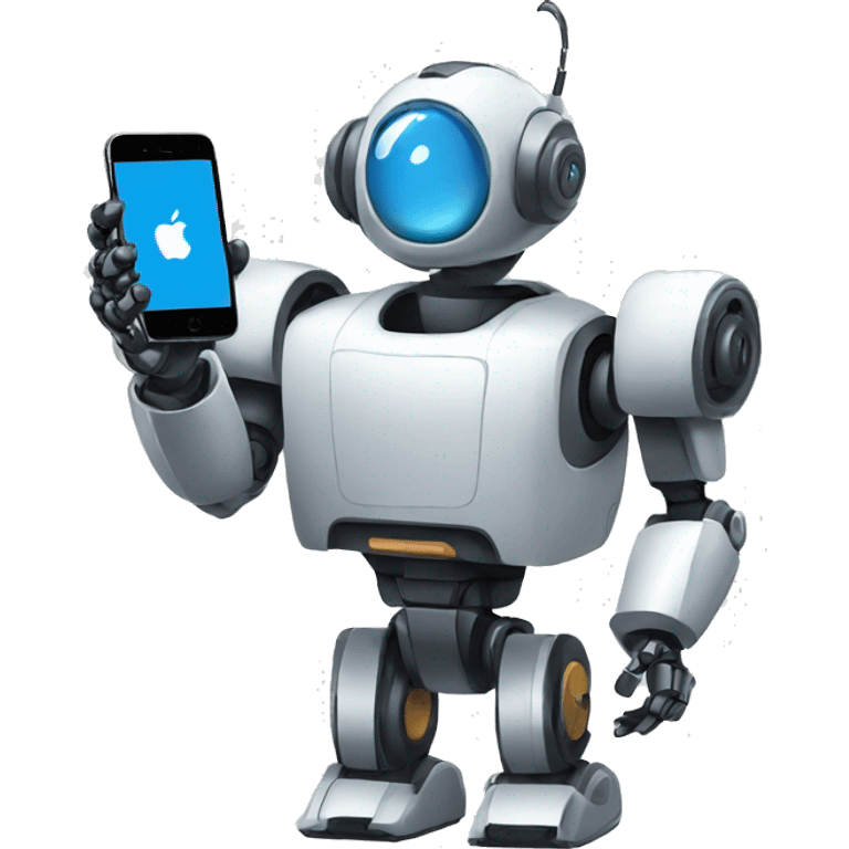 robot holding an iphone emoji