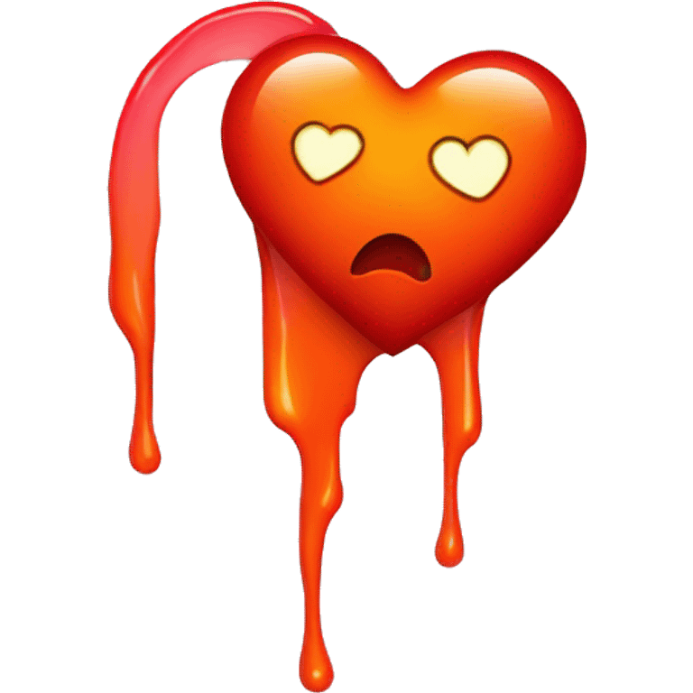 bleeding red heart shape glowing red-orange emoji