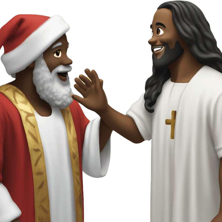 Black Santa high fiving black Jesus  emoji