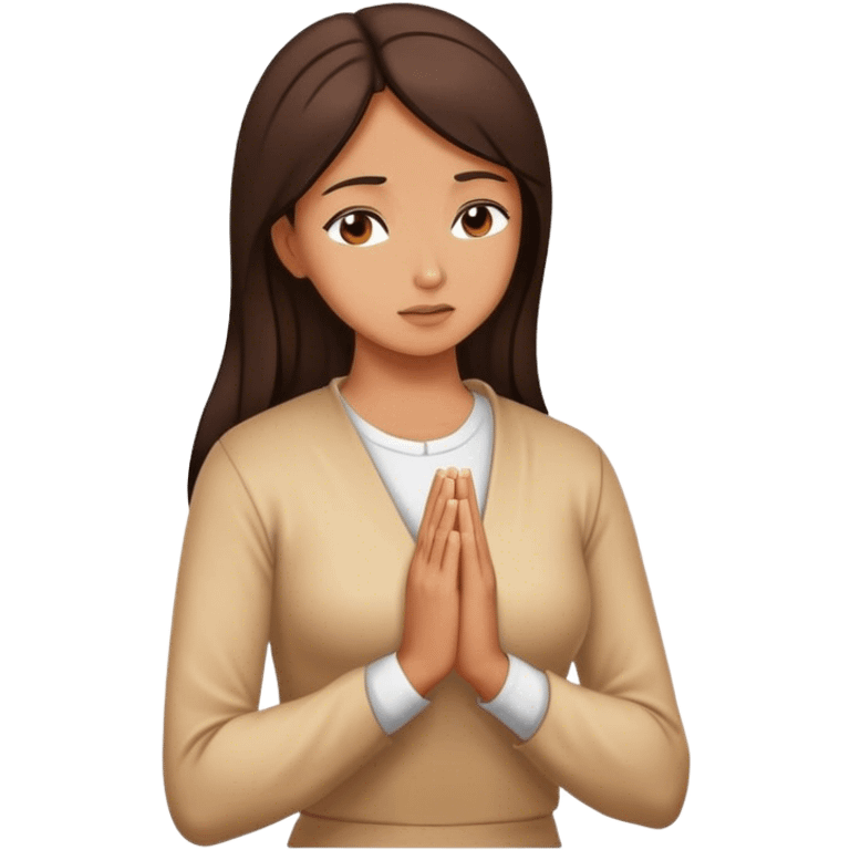 brunette woman praying pose emoji