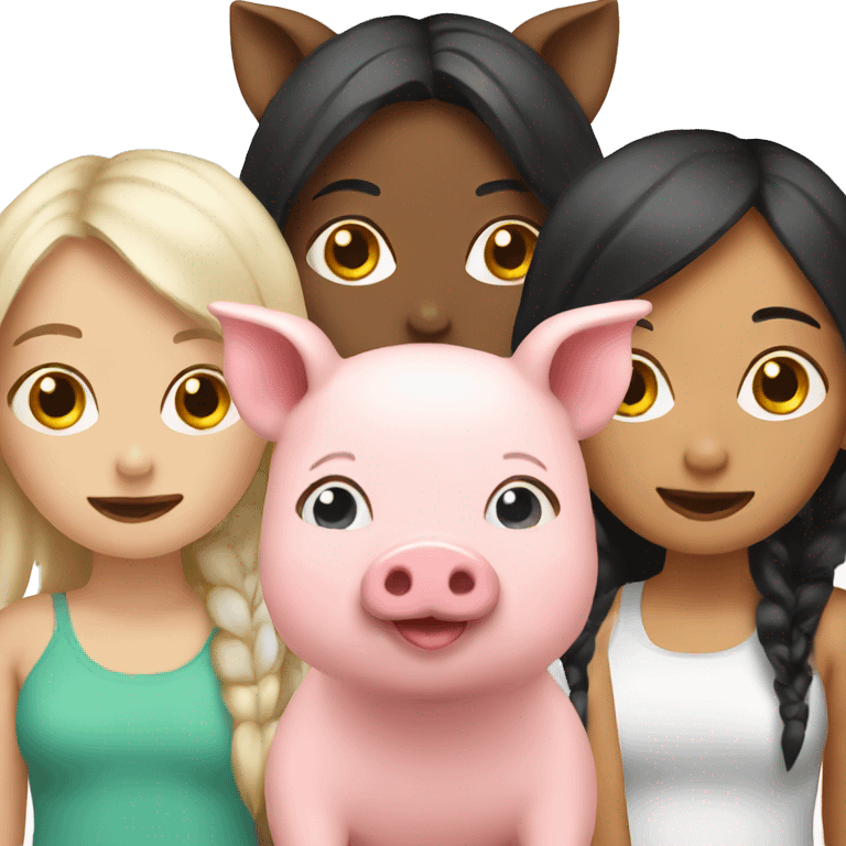 3 girls as pigs emoji