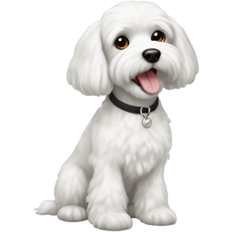 White Maltese with small black poodle emoji