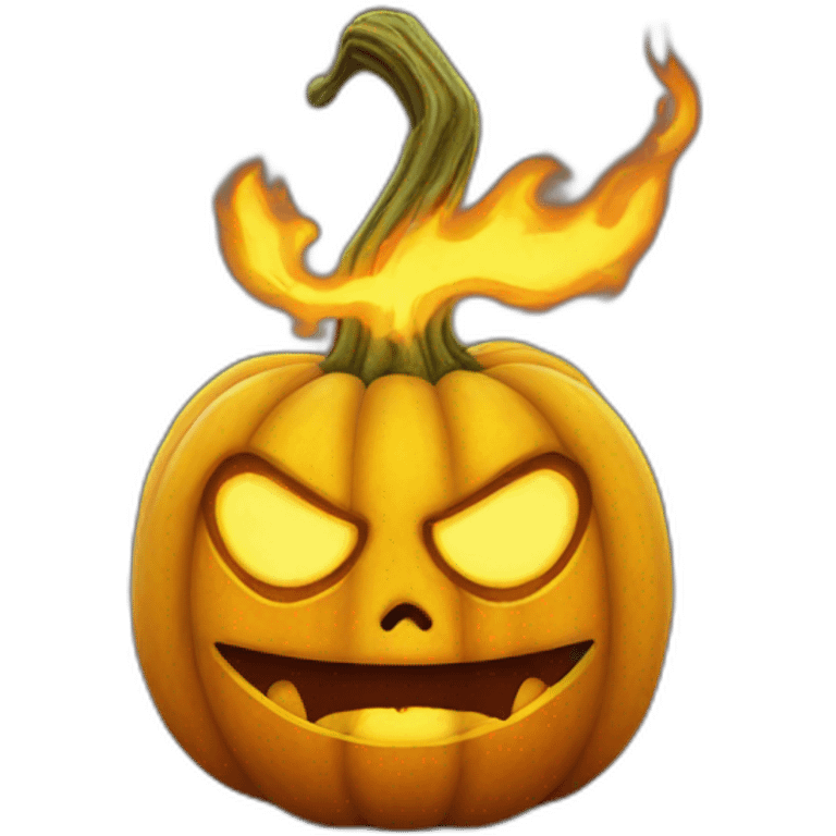 Yellowfire pumpkin head with demon eyes emoji