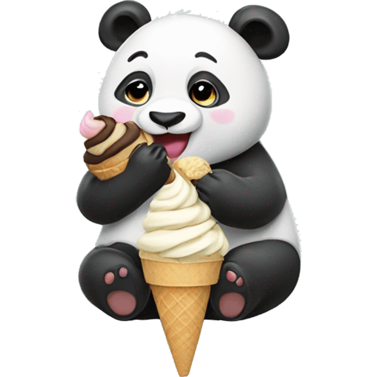 Panda eating ice cream emoji