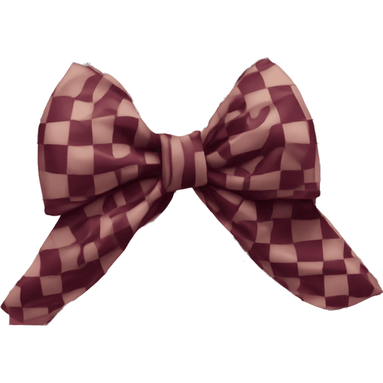 Burgundy checkerboard patterned bow emoji