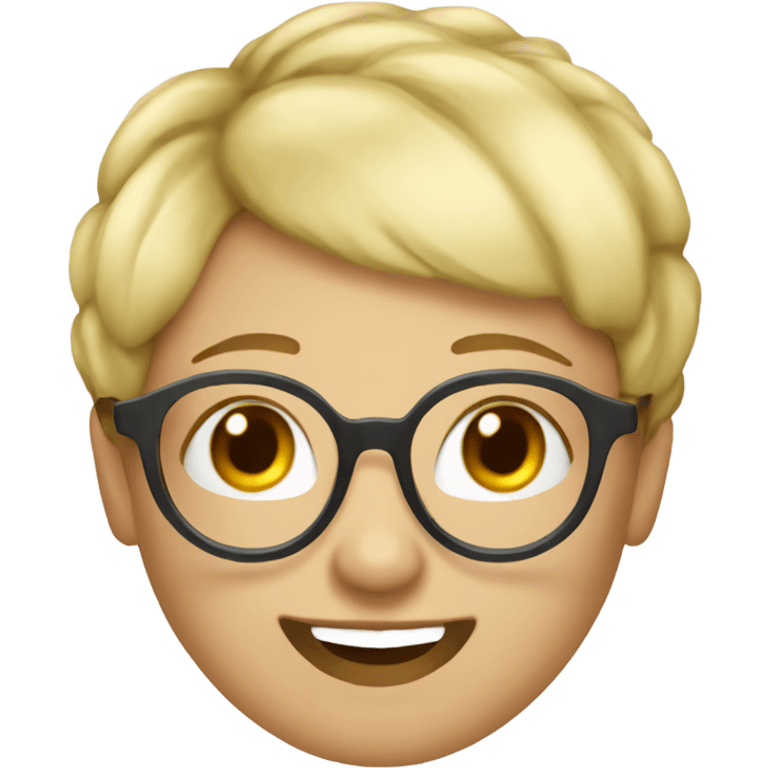 Cheeky woman with blonde pixie cut and glasses winking  emoji