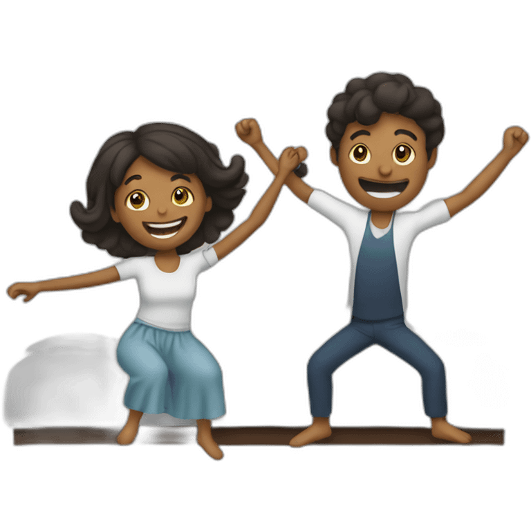 Two people dancing horizontally in bed emoji