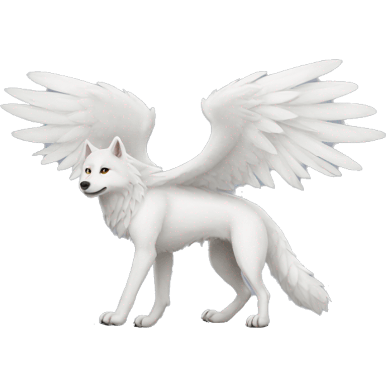 White Winged Wolf full body emoji