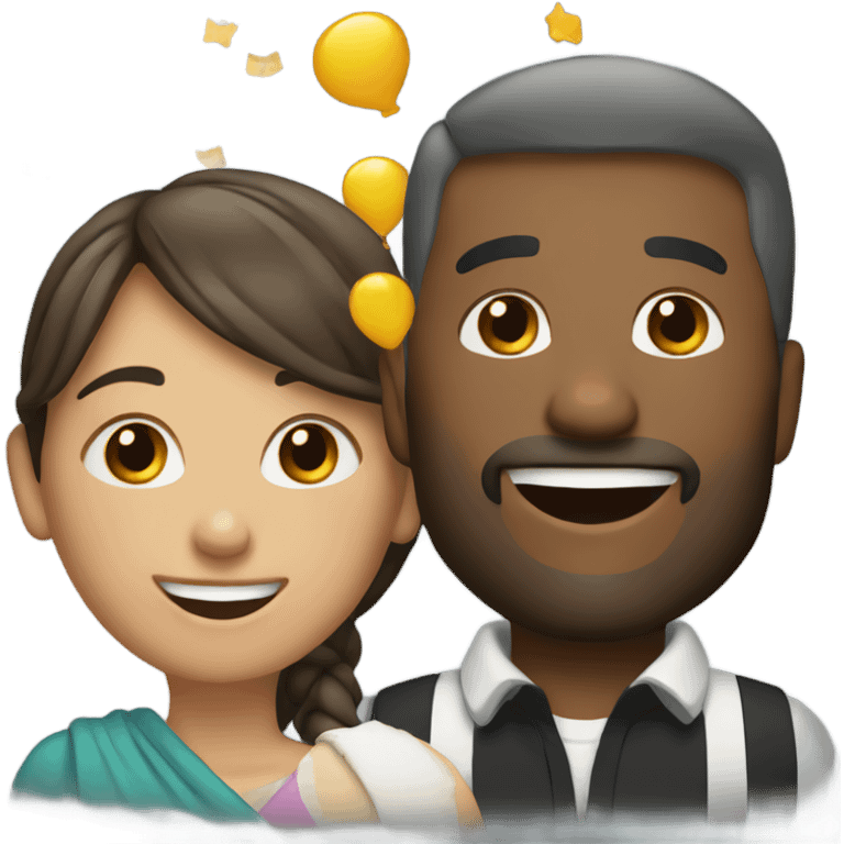 Man and woman celebrating emoji