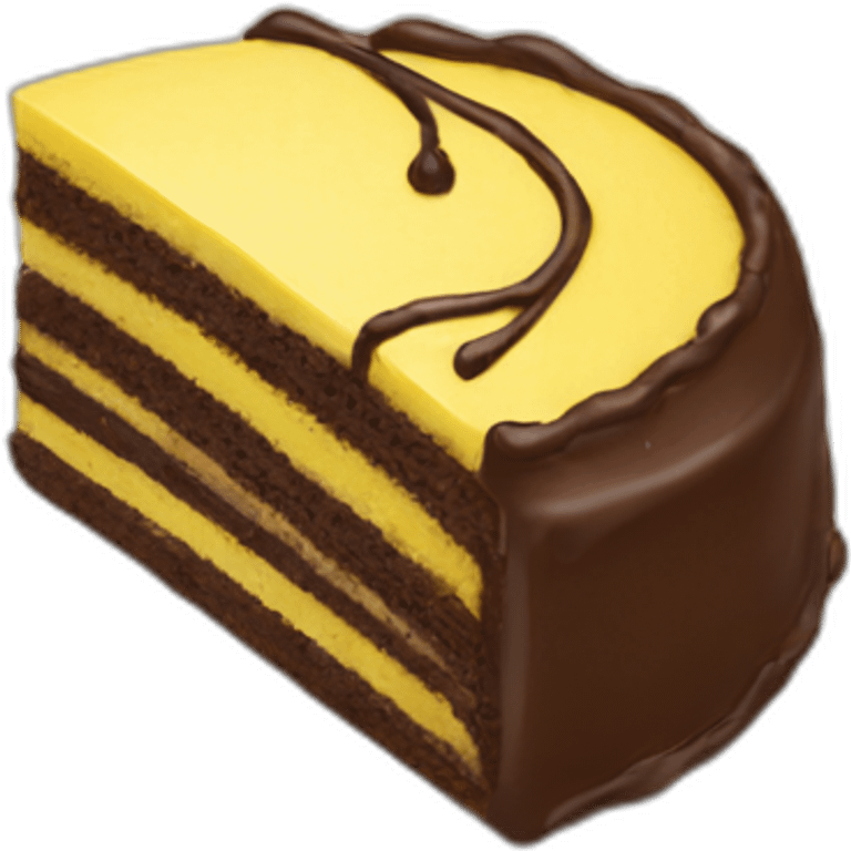 Yellow cake with chocolate icing emoji