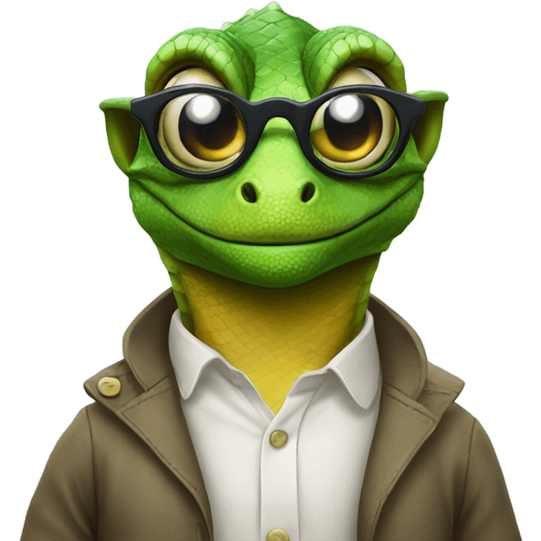 Lizard wearing glasses emoji