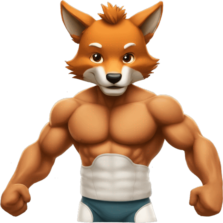 Renard rugbyman musclé  emoji