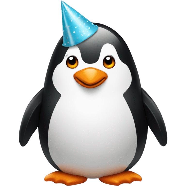 Penguin in birthday hat emoji