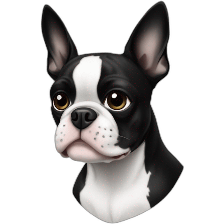 Boston Terrier asymmetric black and white emoji