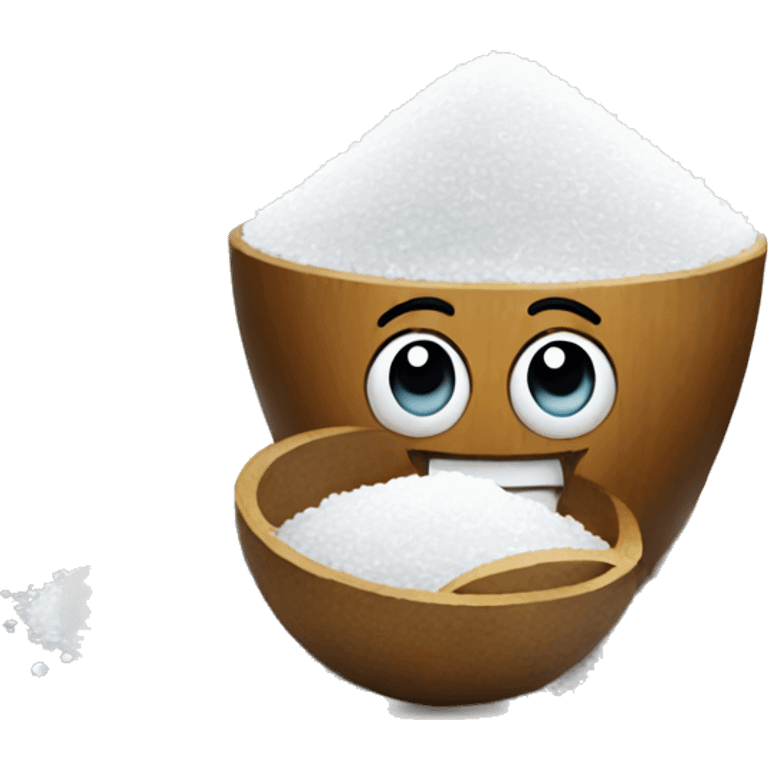 Happy emoji with a pile of salt emoji