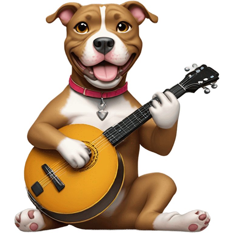 Pitbull playing banjo emoji